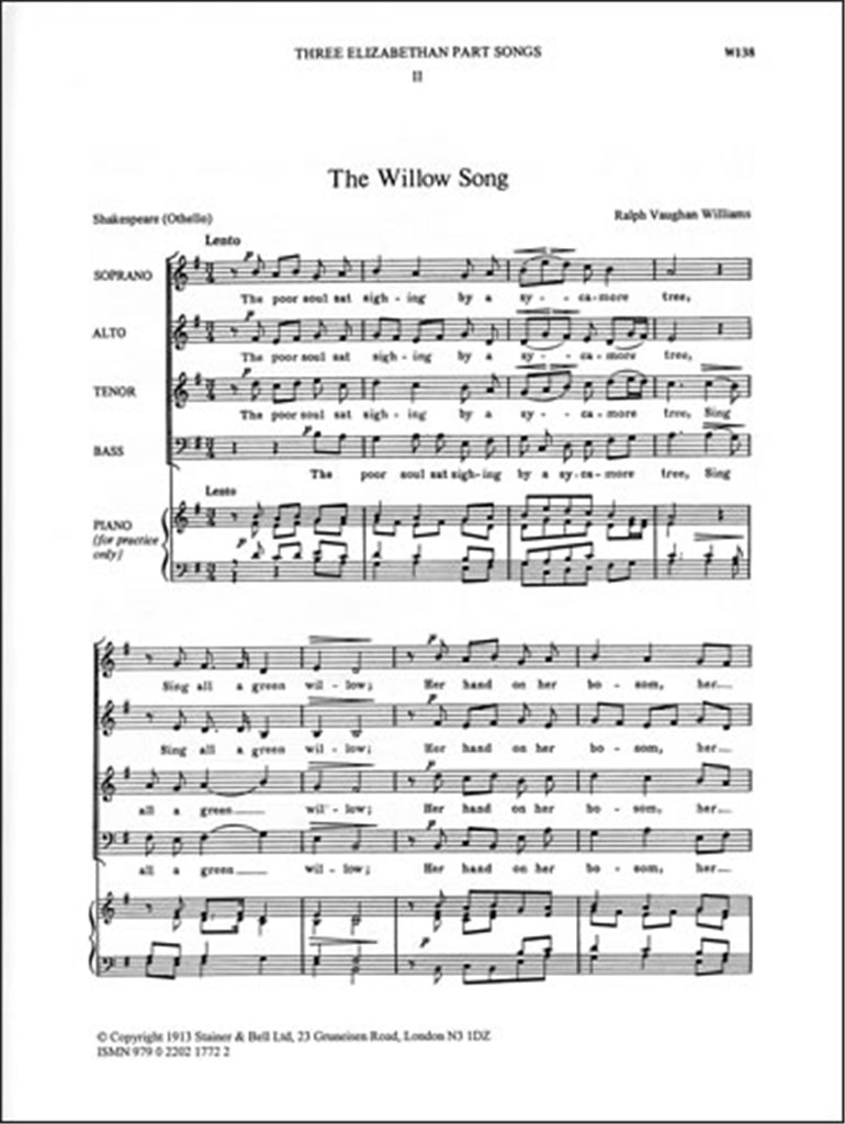 Three Elizabethan Partsongs: The Willow Song
